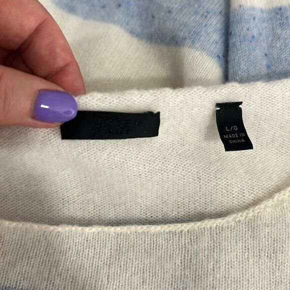 ATM Anthony Thomas Melillo Striped Cashmere Sweater In Periwinkle Combo Size L - Picture 6 of 10